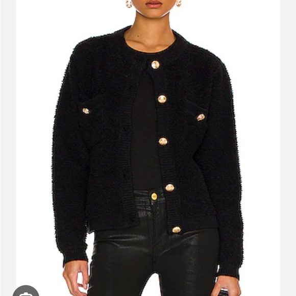 Line & Dot Khloe Boucle Cardigan - Black Small - Picture 7 of 8